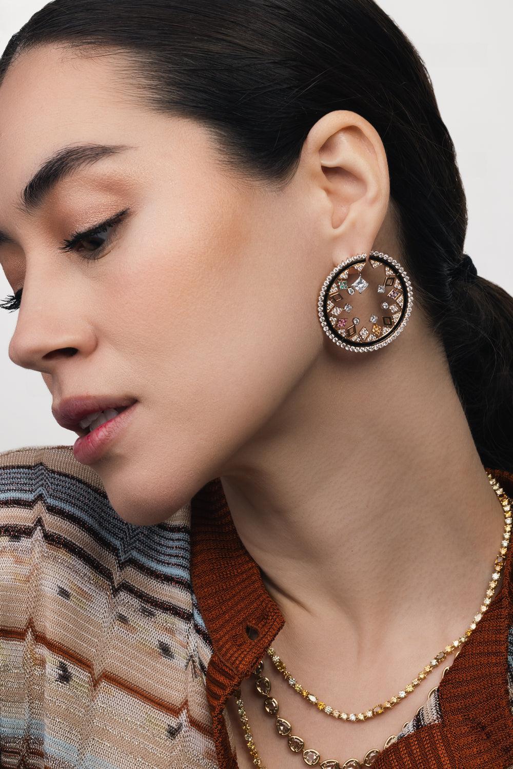 Tourmaline Childish Hoop Earrings-ROSE GOLD-JEWELRYFINE JEWELEARRING-NOUVEL HERITAGE