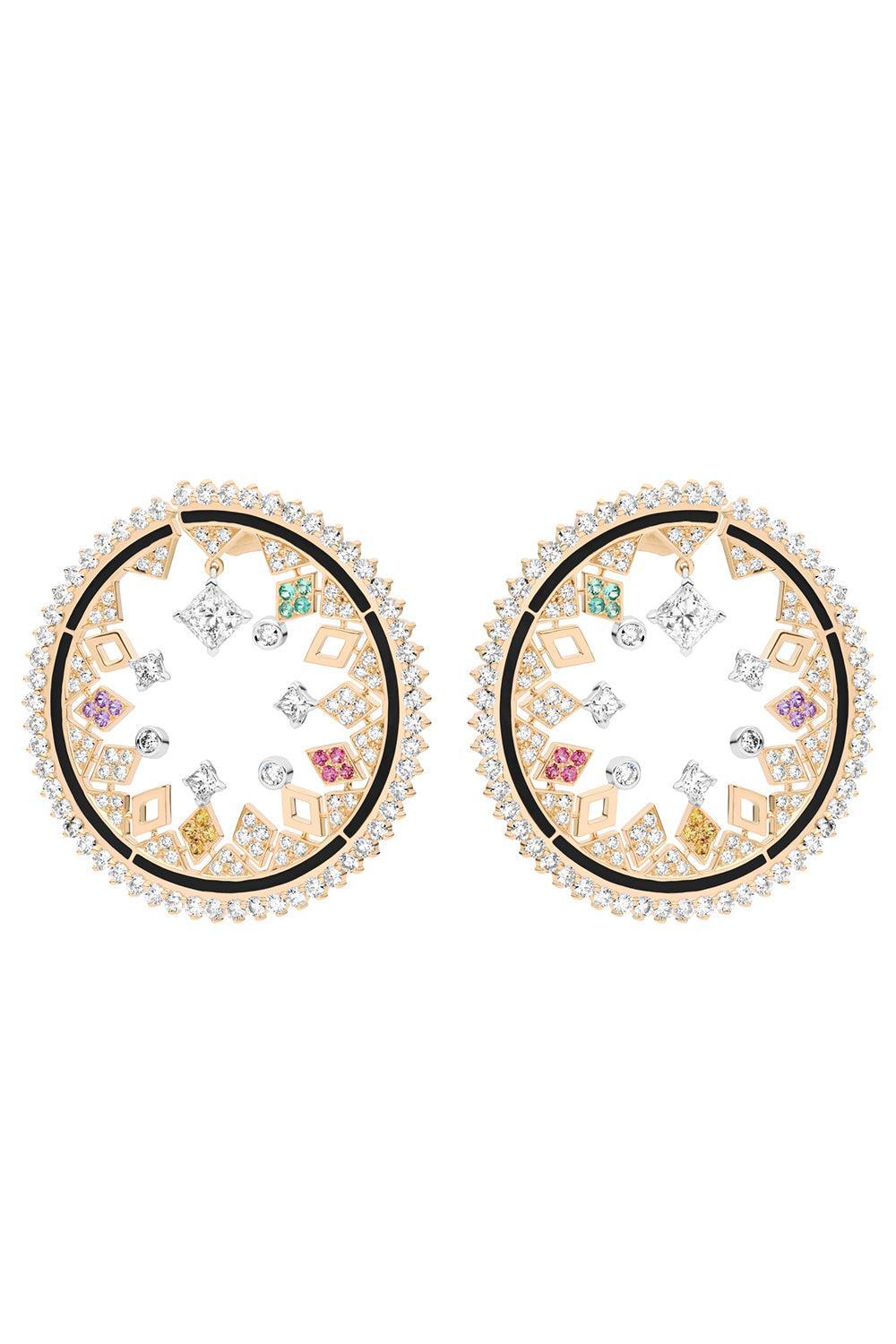 Tourmaline Childish Hoop Earrings-ROSE GOLD-JEWELRYFINE JEWELEARRING-NOUVEL HERITAGE
