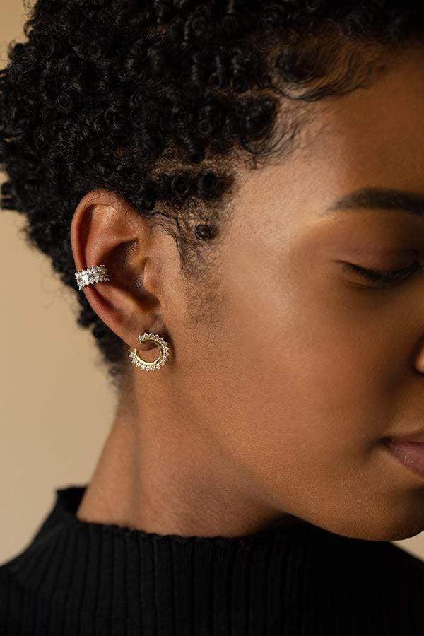 NOUVEL HERITAGE-Double Full Diamond Lace Ear Cuff-WHITE GOLD