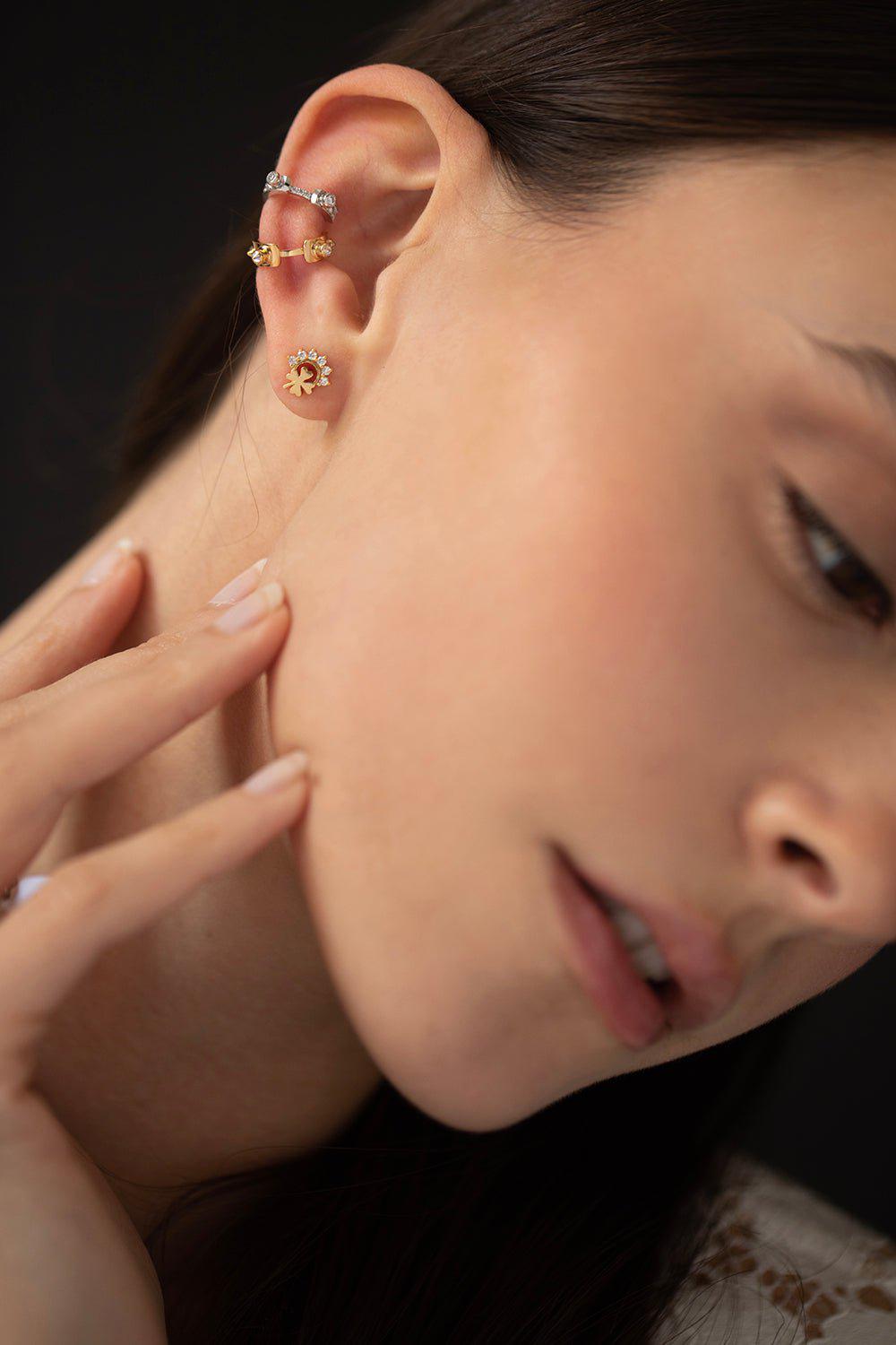 NOUVEL HERITAGE-Tuxedo Mood Ear Cuff-WHITE GOLD