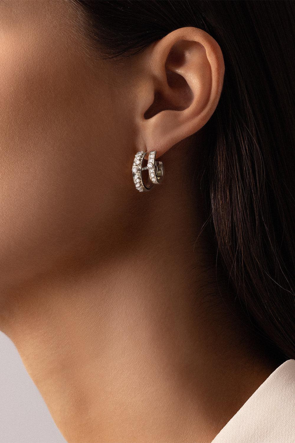 NOUVEL HERITAGE-Under The Stars Mood Hoop Earrings - White Gold-WHITE GOLD