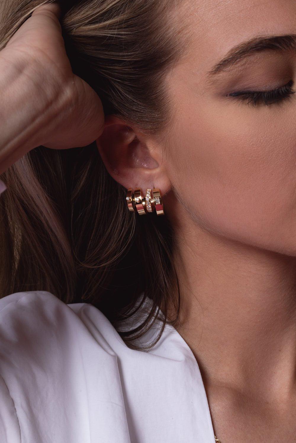 NOUVEL HERITAGE-Dinner Date Mood Hoop Earrings-YELLOW GOLD