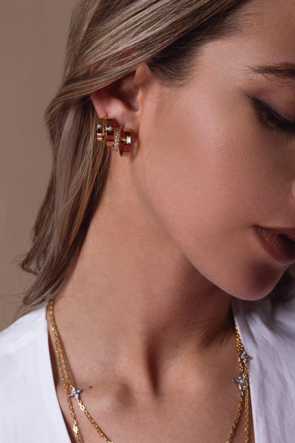 NOUVEL HERITAGE-Dinner Date Mood Hoop Earrings-YELLOW GOLD