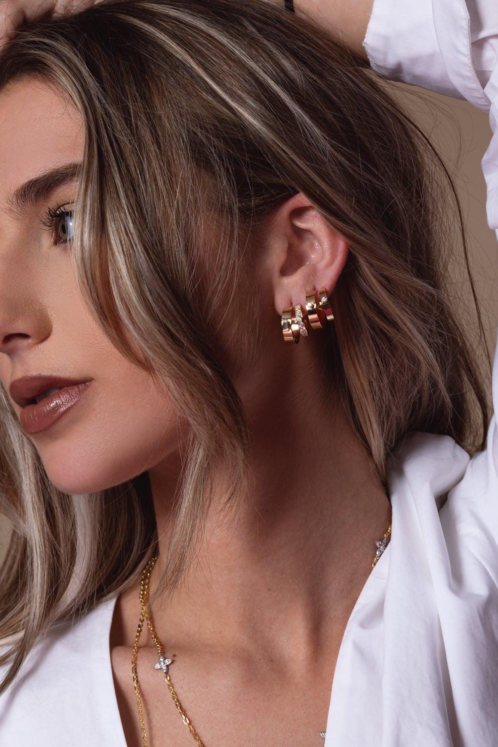 NOUVEL HERITAGE-Dinner Date Mood Hoop Earrings-YELLOW GOLD