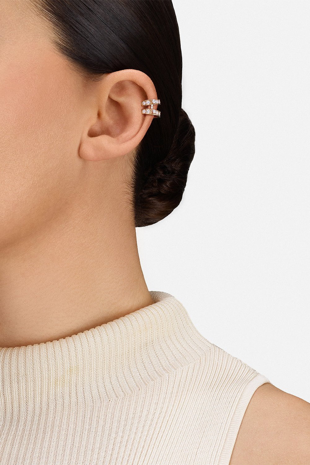 NOUVEL HERITAGE-Eternity Tuxedo Ear Clip-YELLOW GOLD