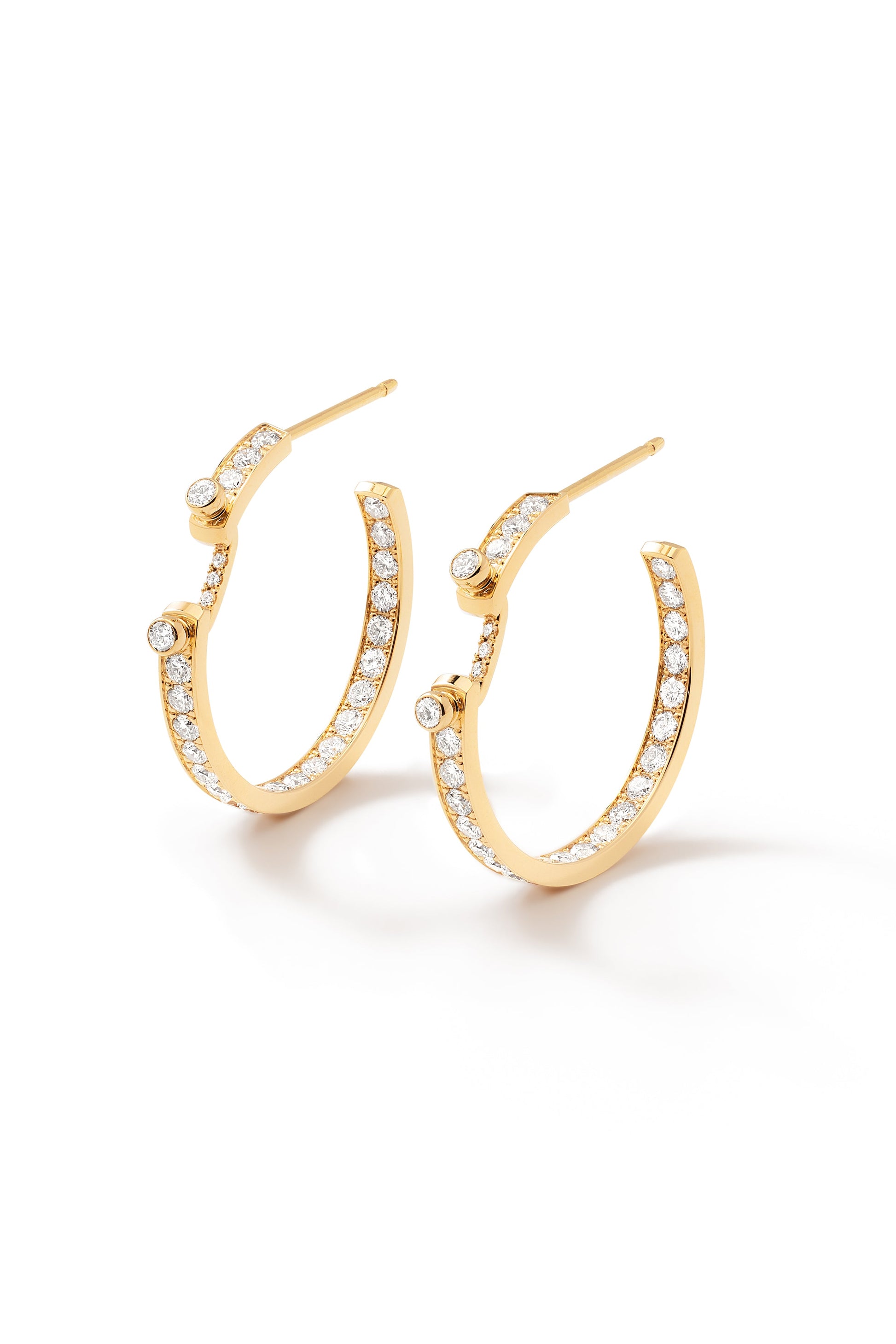 Eternity Tuxedo Mood Hoop Earrings - Yellow Gold-YELLOW GOLD-JEWELRYFINE JEWELEARRING-NOUVEL HERITAGE