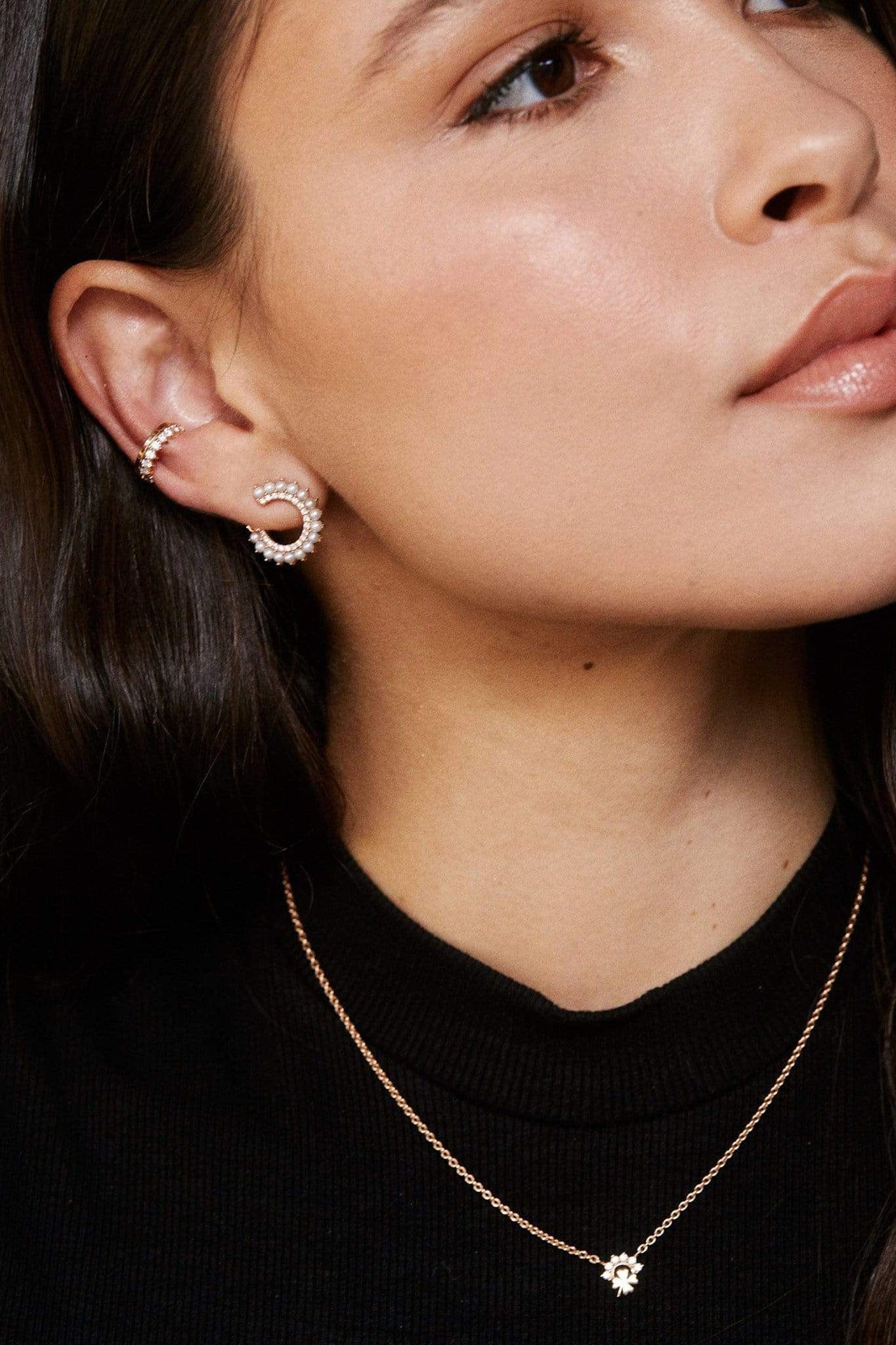 NOUVEL HERITAGE-Simple Full Diamond Ear Cuff-YELLOW GOLD