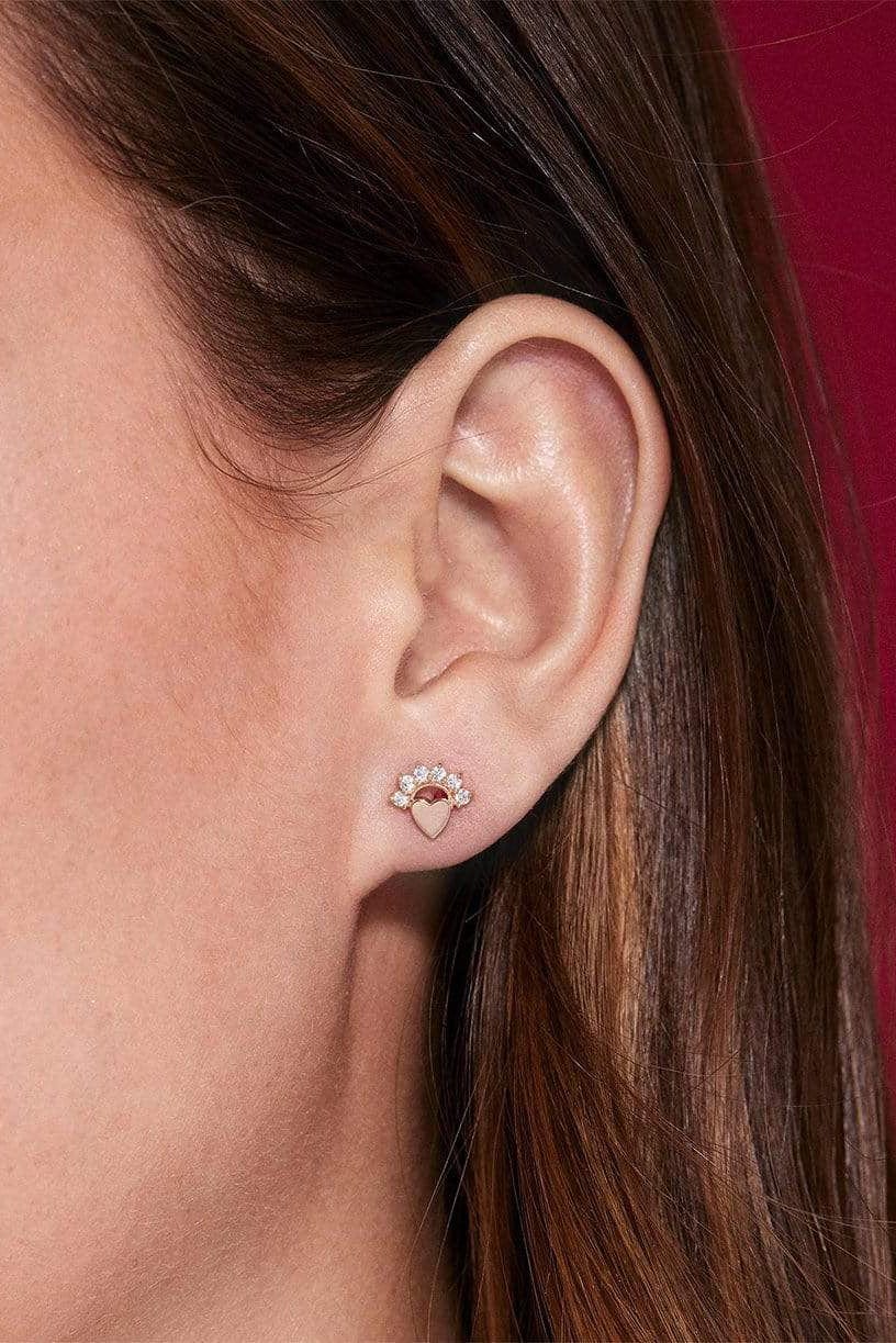 NOUVEL HERITAGE-Small Mystic Diamond Love Studs-YELLOW GOLD