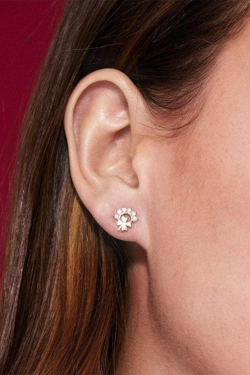 NOUVEL HERITAGE-Small Mystic Diamond Luck Studs-YELLOW GOLD