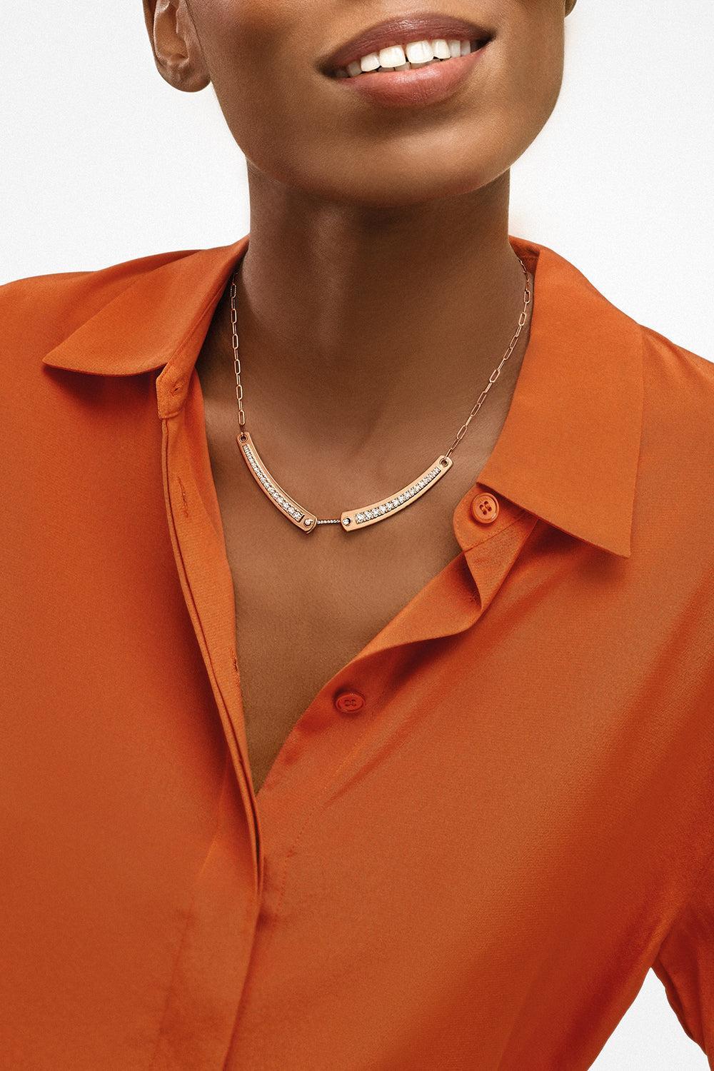 Tuxedo Mood Necklace - Rose Gold-ROSE GOLD-JEWELRYFINE JEWELNECKLACE O-NOUVEL HERITAGE