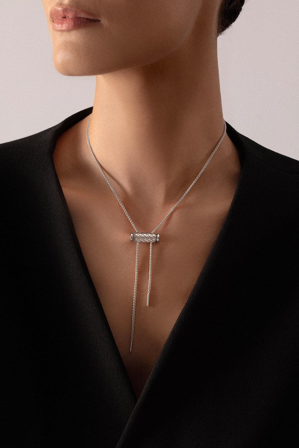 MM Latch Chain Necklace - White Gold-WHITE GOLD-JEWELRYFINE JEWELNECKLACE O-NOUVEL HERITAGE