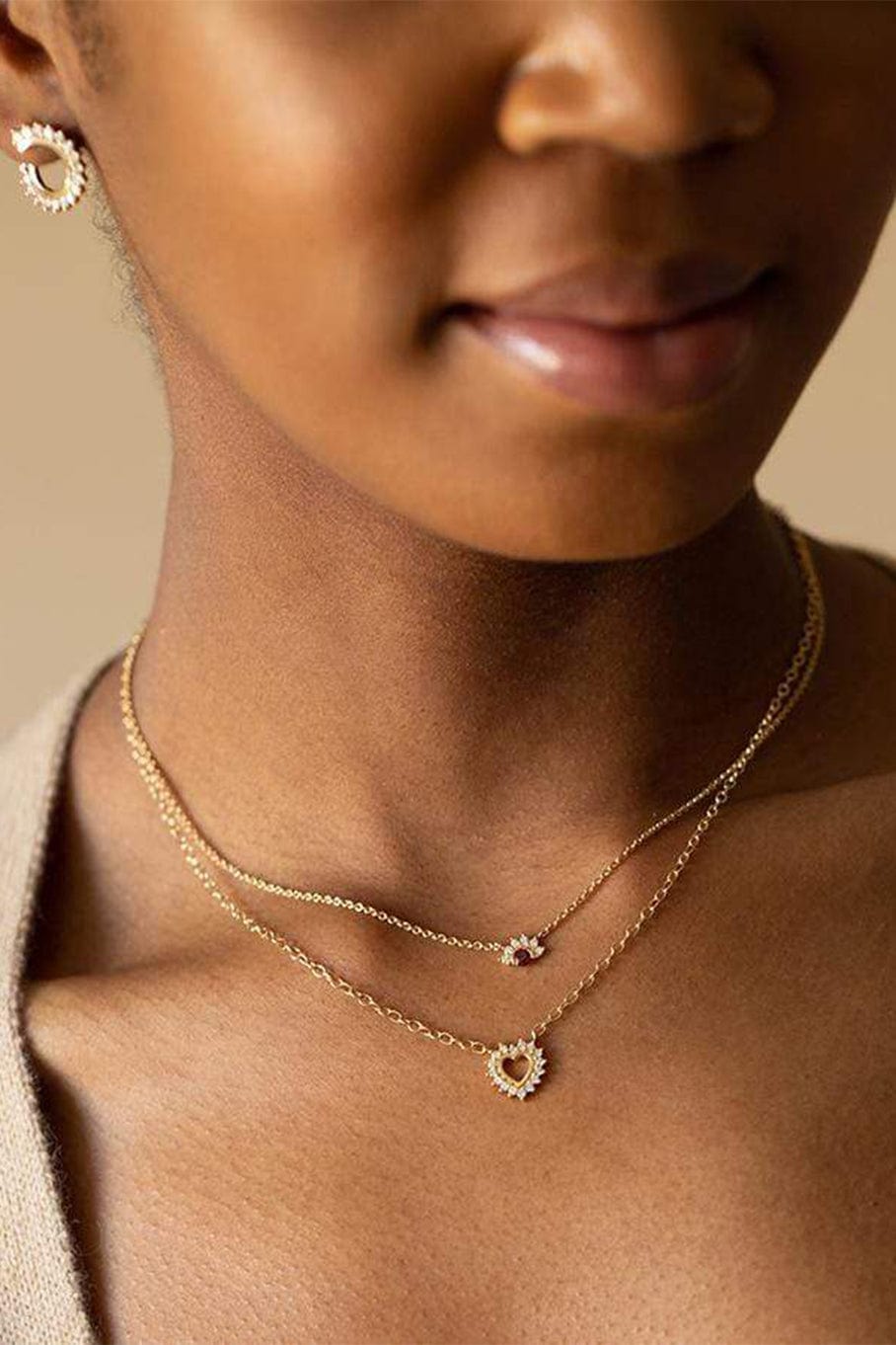 NOUVEL HERITAGE-Medium Mystic Diamond Love Necklace-YELLOW GOLD