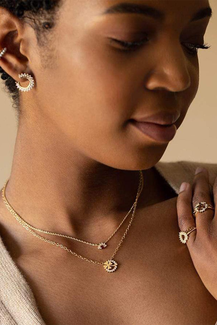NOUVEL HERITAGE-Medium Mystic Diamond Luck Necklace-YELLOW GOLD