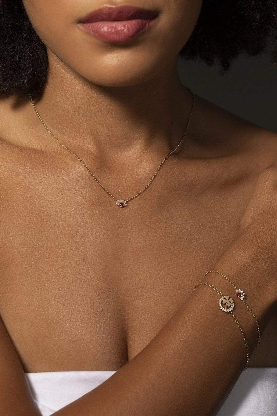 NOUVEL HERITAGE-Mystic Spinel and Diamond Necklace-YELLOW GOLD