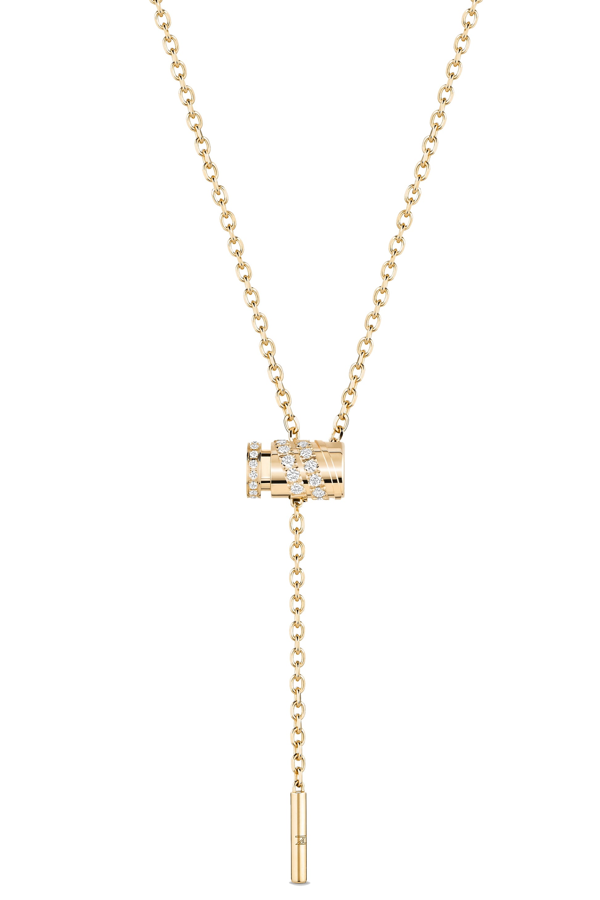 Paved Mini Latch Pendant Necklace-YELLOW GOLD-JEWELRYFINE JEWELNECKLACE O-NOUVEL HERITAGE
