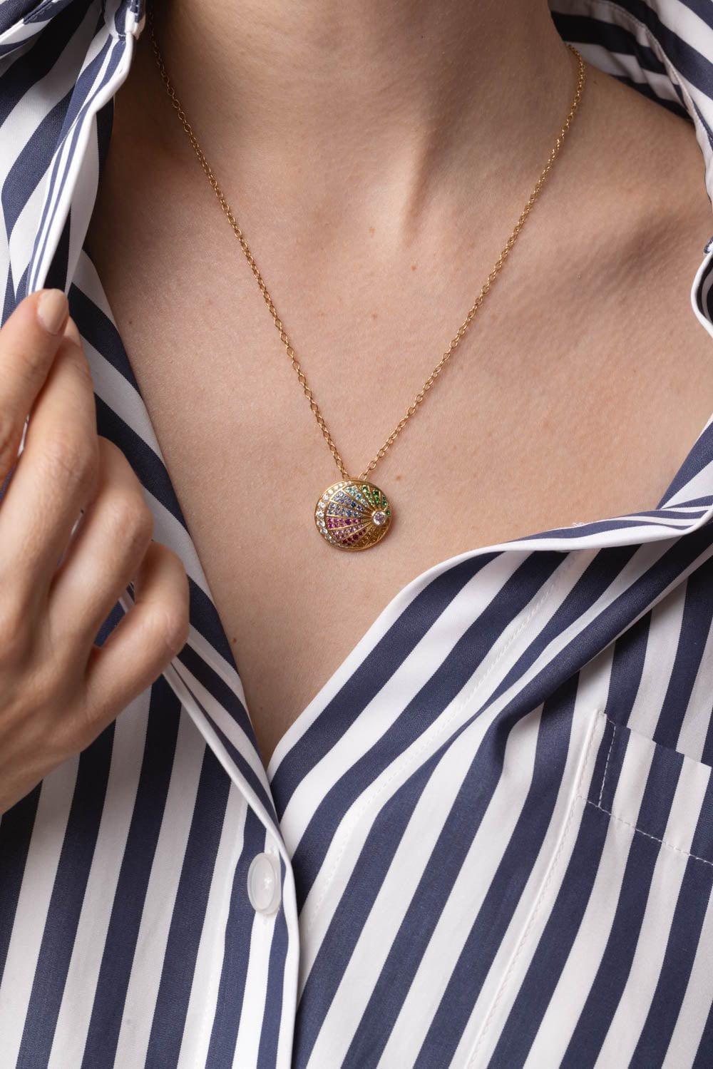 NOUVEL HERITAGE-Rainbow Medallion Necklace-YELLOW GOLD