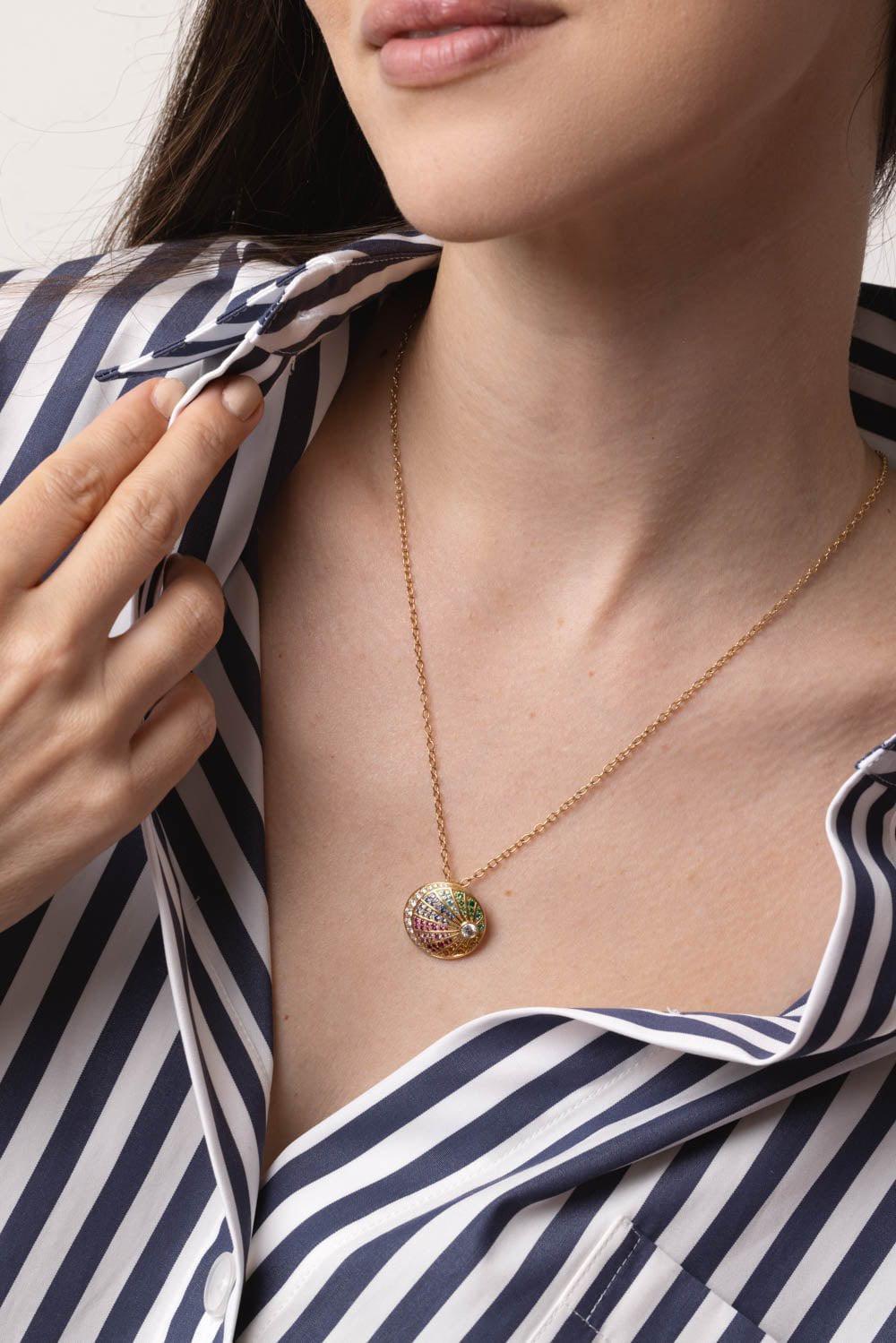 NOUVEL HERITAGE-Rainbow Medallion Necklace-YELLOW GOLD