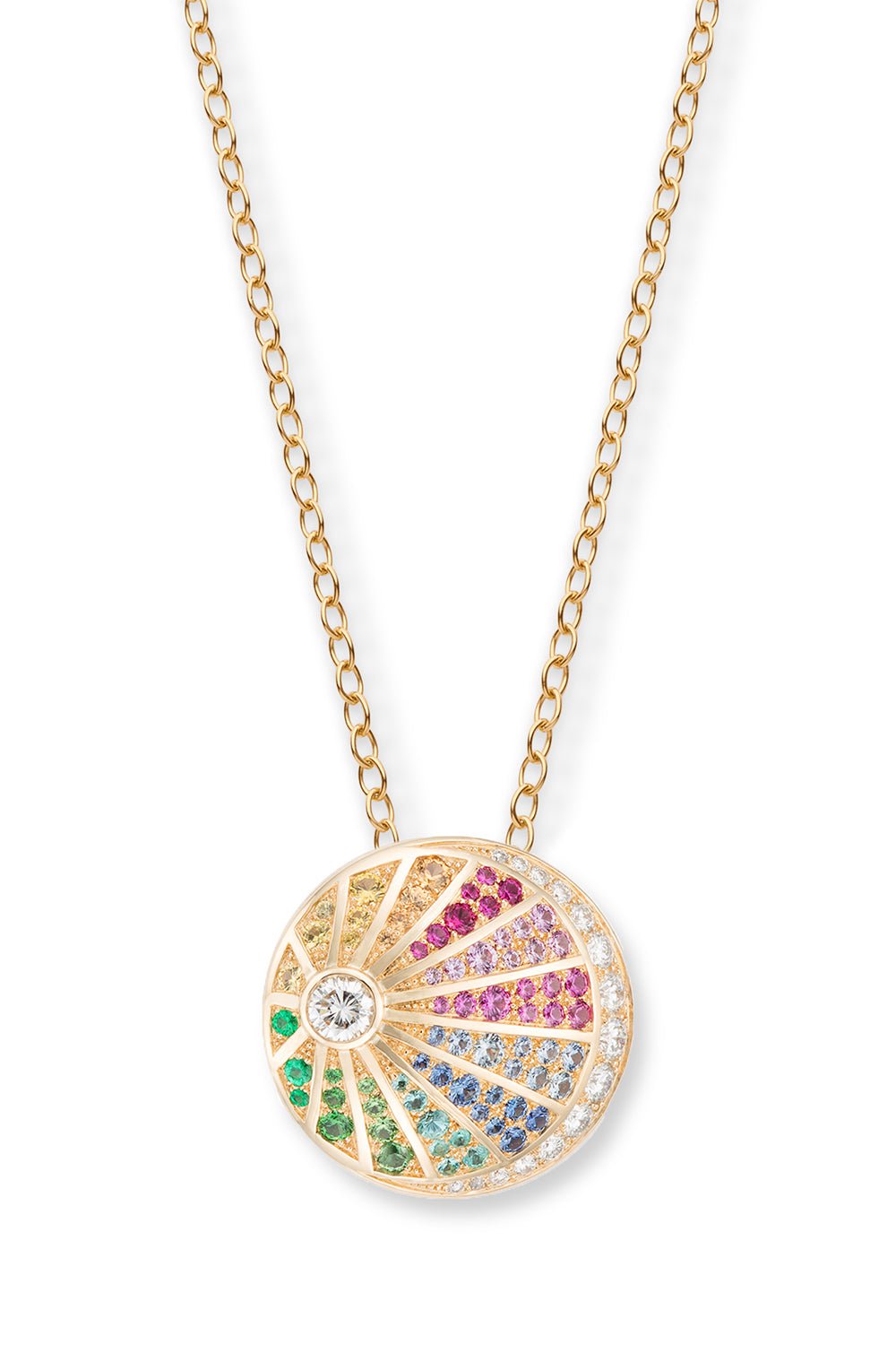NOUVEL HERITAGE-Rainbow Medallion Necklace-YELLOW GOLD