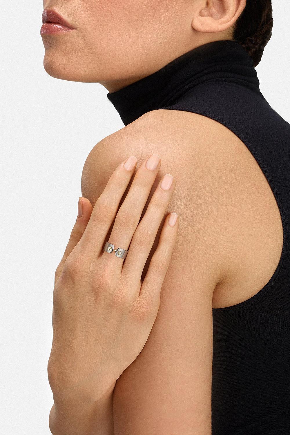 Paris From The Sky Mood Ring - Yellow Gold-TITANIUM-6-JEWELRYFINE JEWELRING-NOUVEL HERITAGE