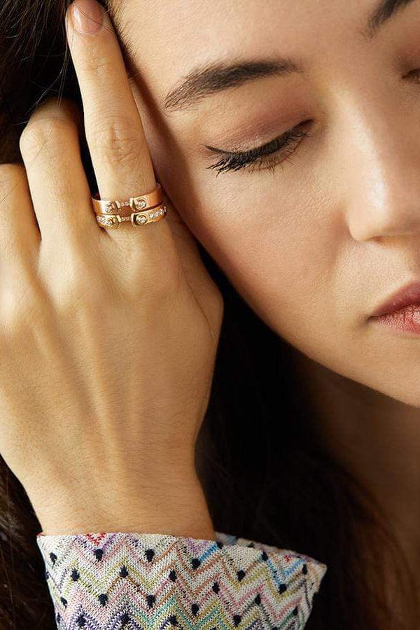 NOUVEL HERITAGE-Tuxedo Mood Ring-YELLOW GOLD