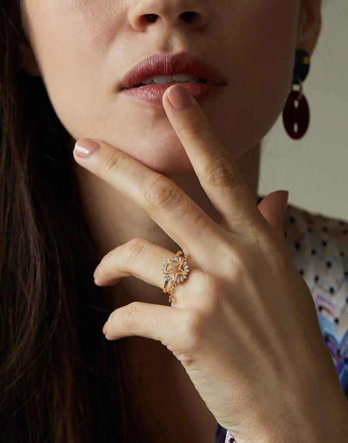 NOUVEL HERITAGE-Medium Star Ring-YELLOW GOLD