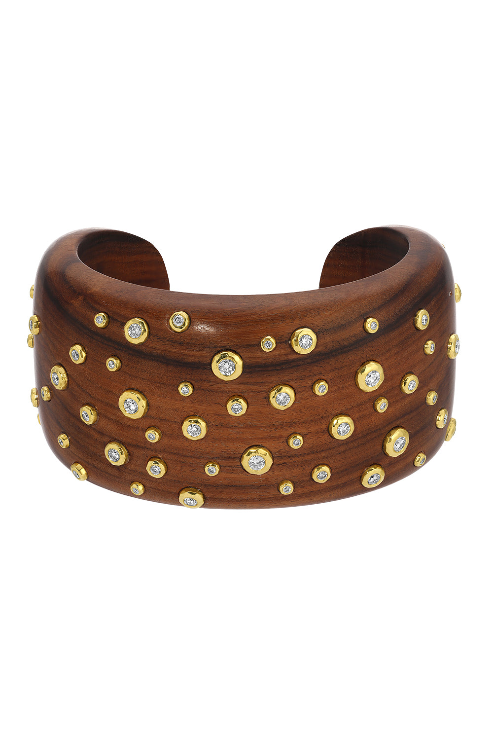 Diamond Wood Tribute Cuff Bracelet-YELLOW GOLD-JEWELRYFINE JEWELBRACELET O-OCTAVIA ELIZABETH