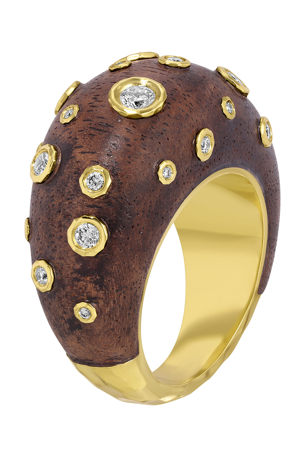 Diamond Wood Dome Tribute Ring-YELLOW GOLD-7-JEWELRYFINE JEWELRING-OCTAVIA ELIZABETH