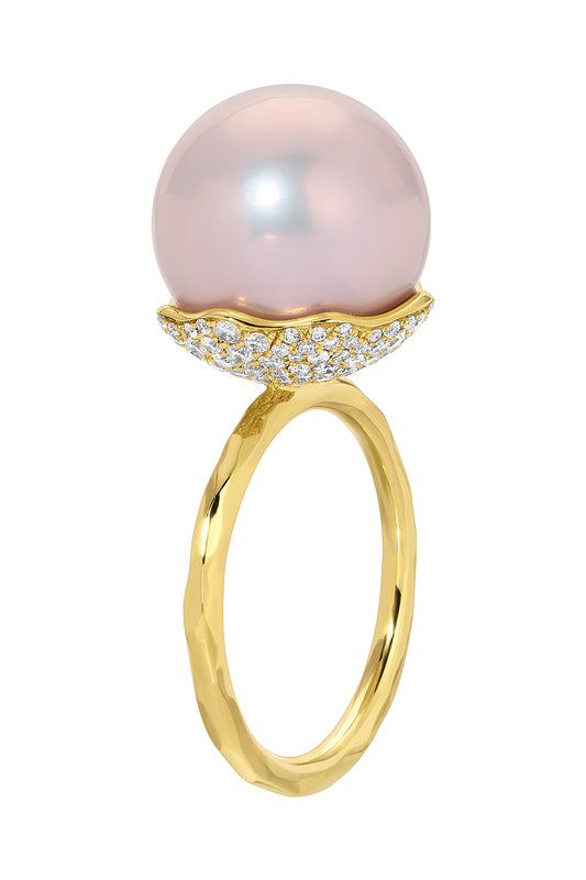 Pink Pearl Diamond Orb Ring-YELLOW GOLD-7-JEWELRYFINE JEWELRING-OCTAVIA ELIZABETH