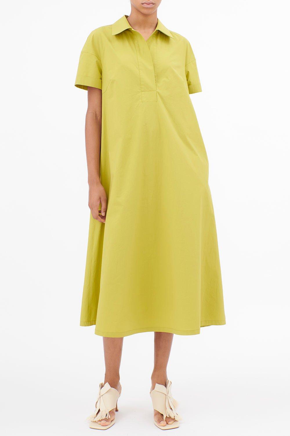 ODEEH-Short Sleeve Shirt Dress - Limetta-