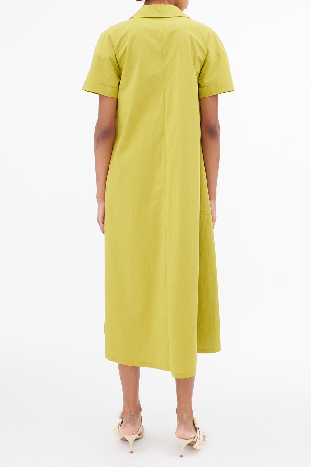 ODEEH-Short Sleeve Shirt Dress - Limetta-