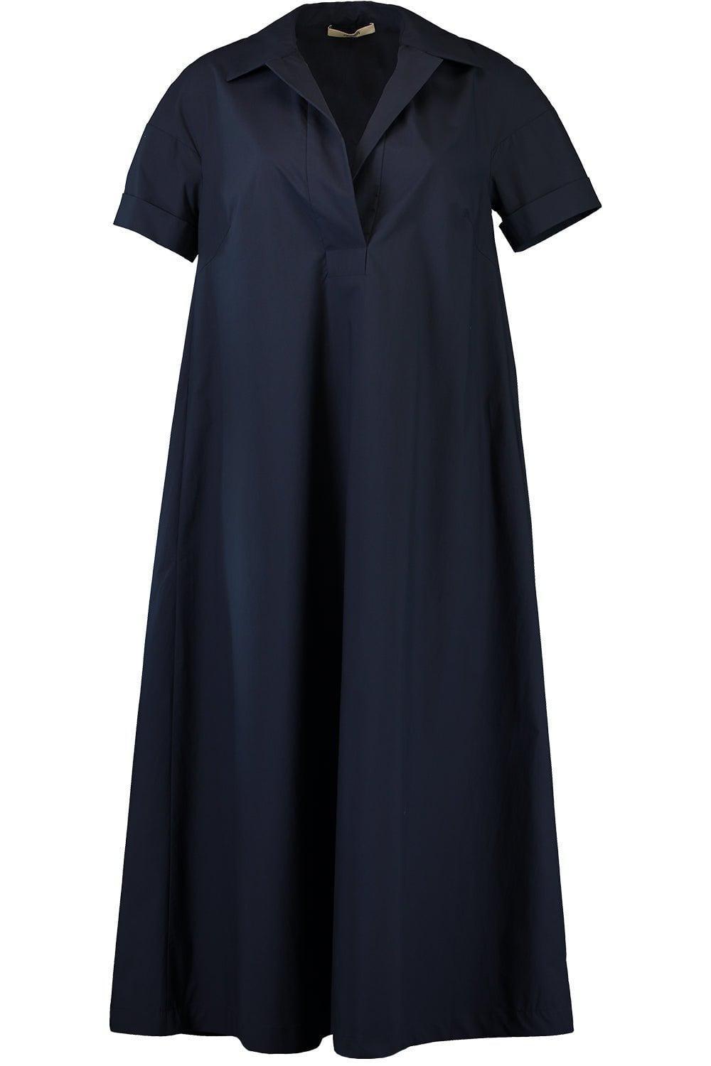 ODEEH-Short Sleeve Shirt Dress - Navy-