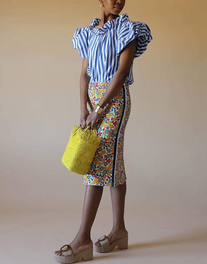 ODEEH-Cobalt Striped Blouse-