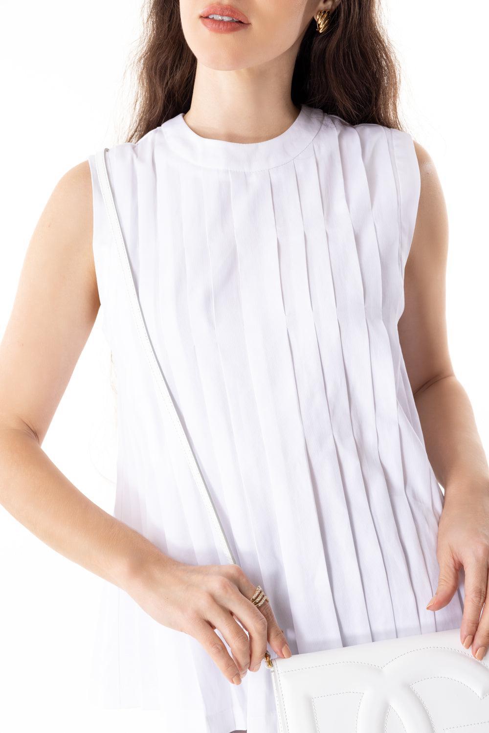 Pleated Sleeveless Shirt-WHITE-32-CLOTHINGTOPBLOUSE-ODEEH