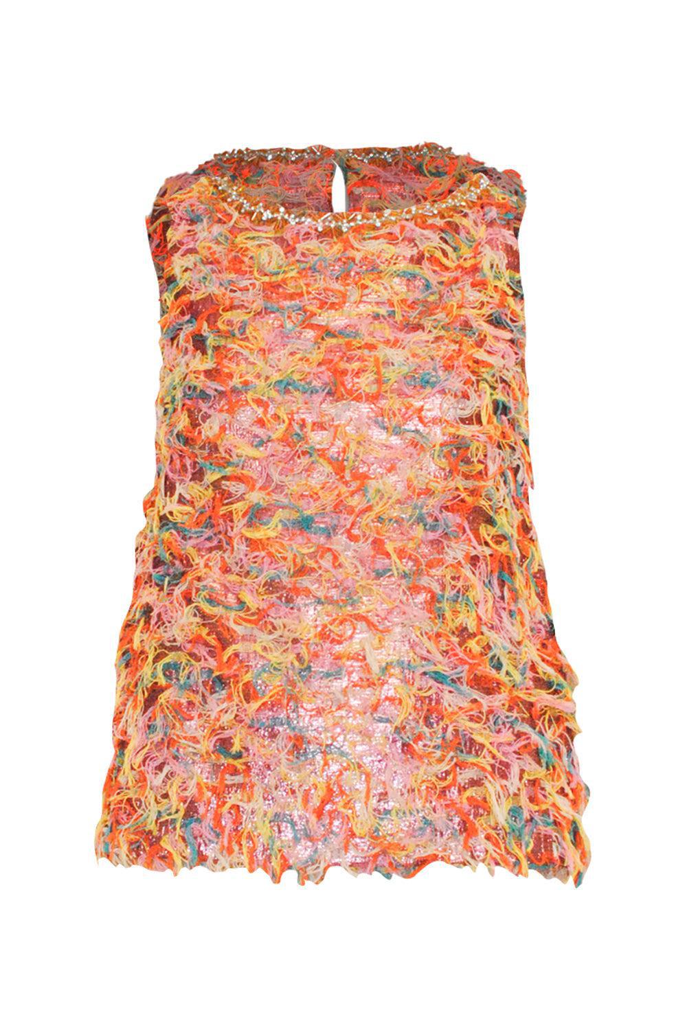 Sleeveless Fringe Top-CANDY-34-CLOTHINGTOPKNITS-ODEEH