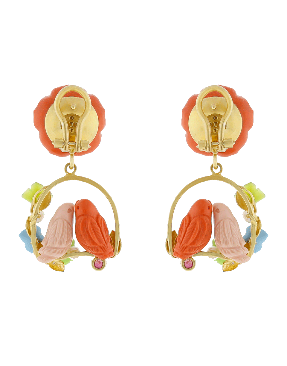 OF RARE ORIGIN-Love Birds On Swing Earrings-CORAL