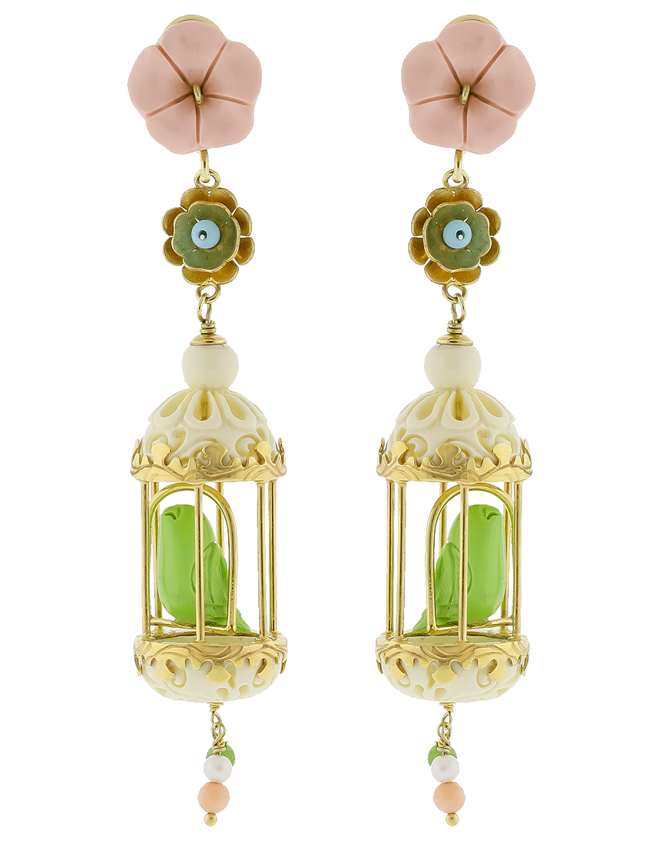 OF RARE ORIGIN-Bird Cage Earrings-PINK/WHT