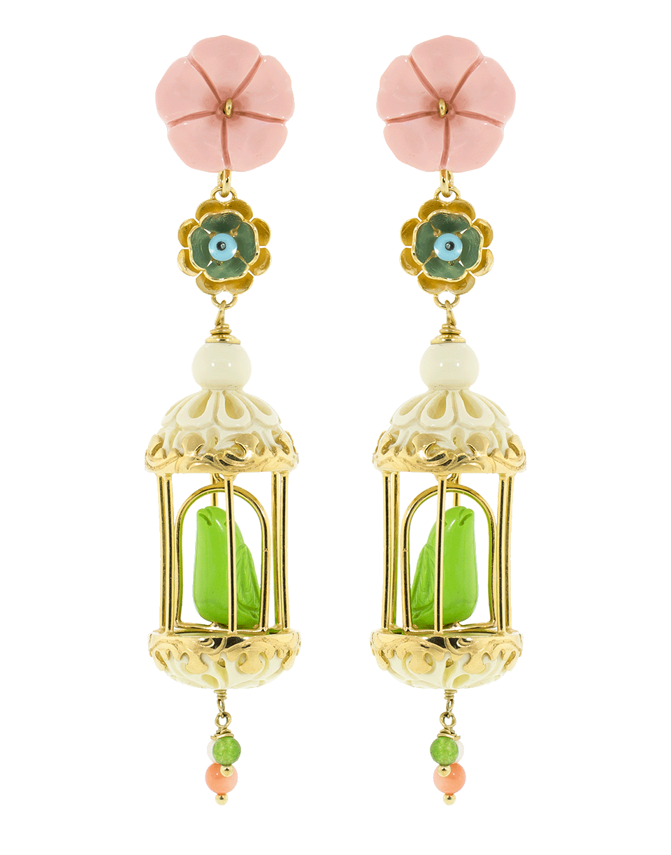 OF RARE ORIGIN-Aviary Classic Birdcage Earrings-PNK/WHT