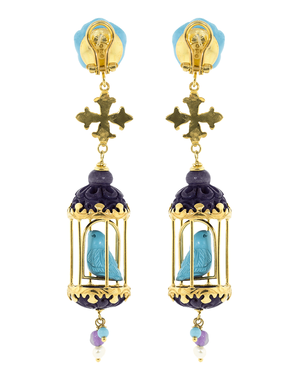 OF RARE ORIGIN-Aviary Classic Birdcage Earrings-TURQ/AMY