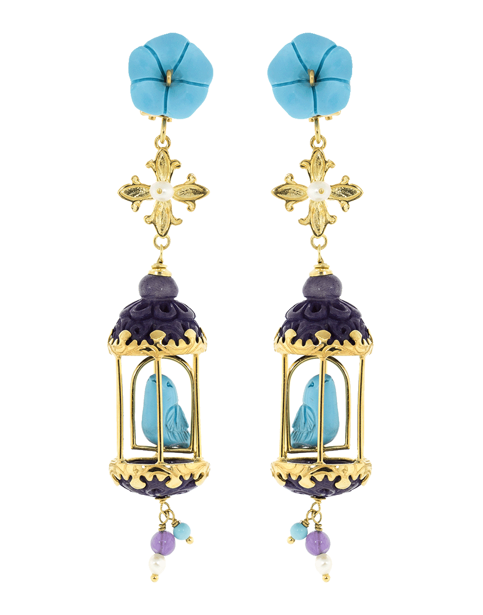 OF RARE ORIGIN-Aviary Classic Birdcage Earrings-TURQ/AMY