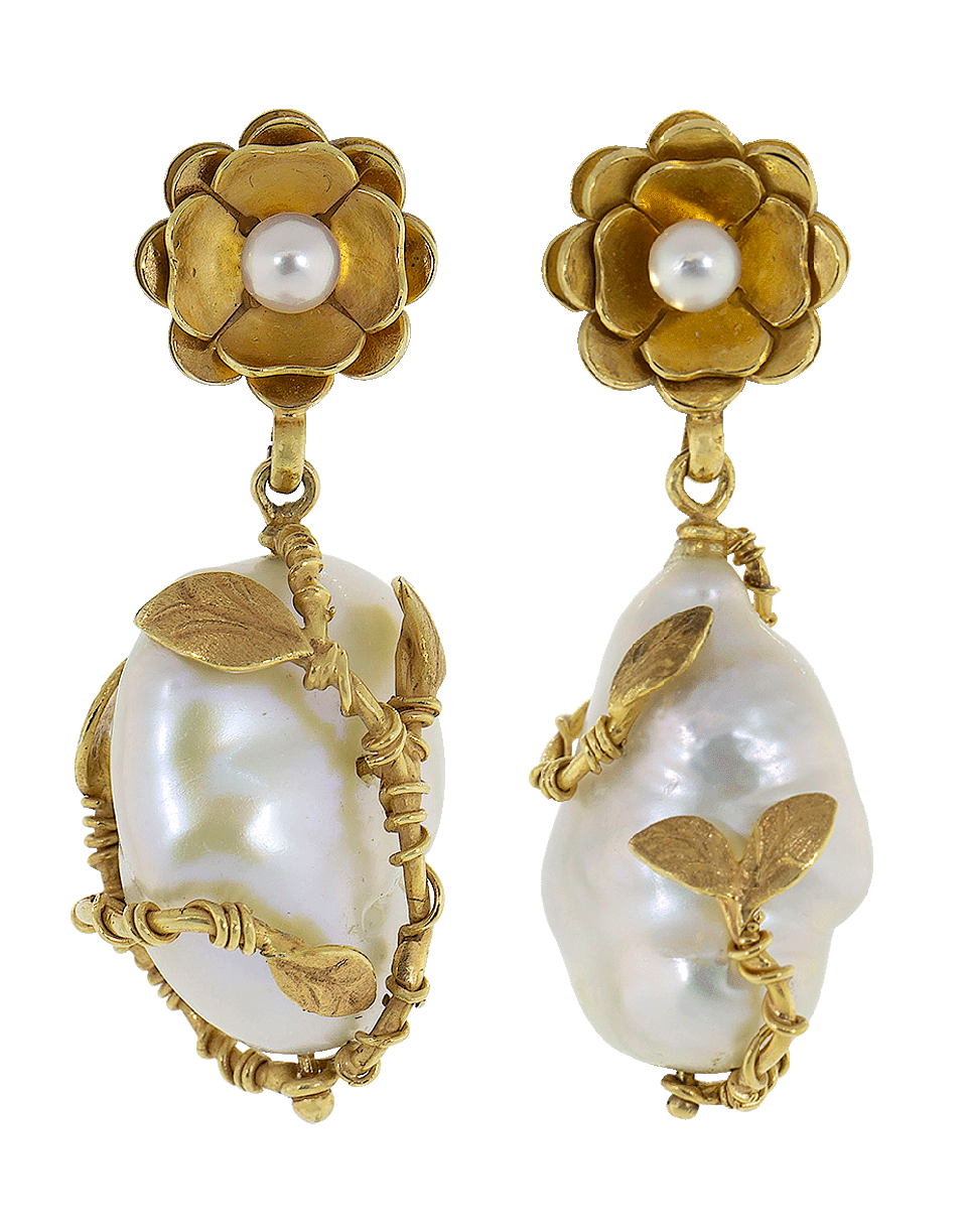 OF RARE ORIGIN-Hedera Pearl Drop Earrings-WHITE