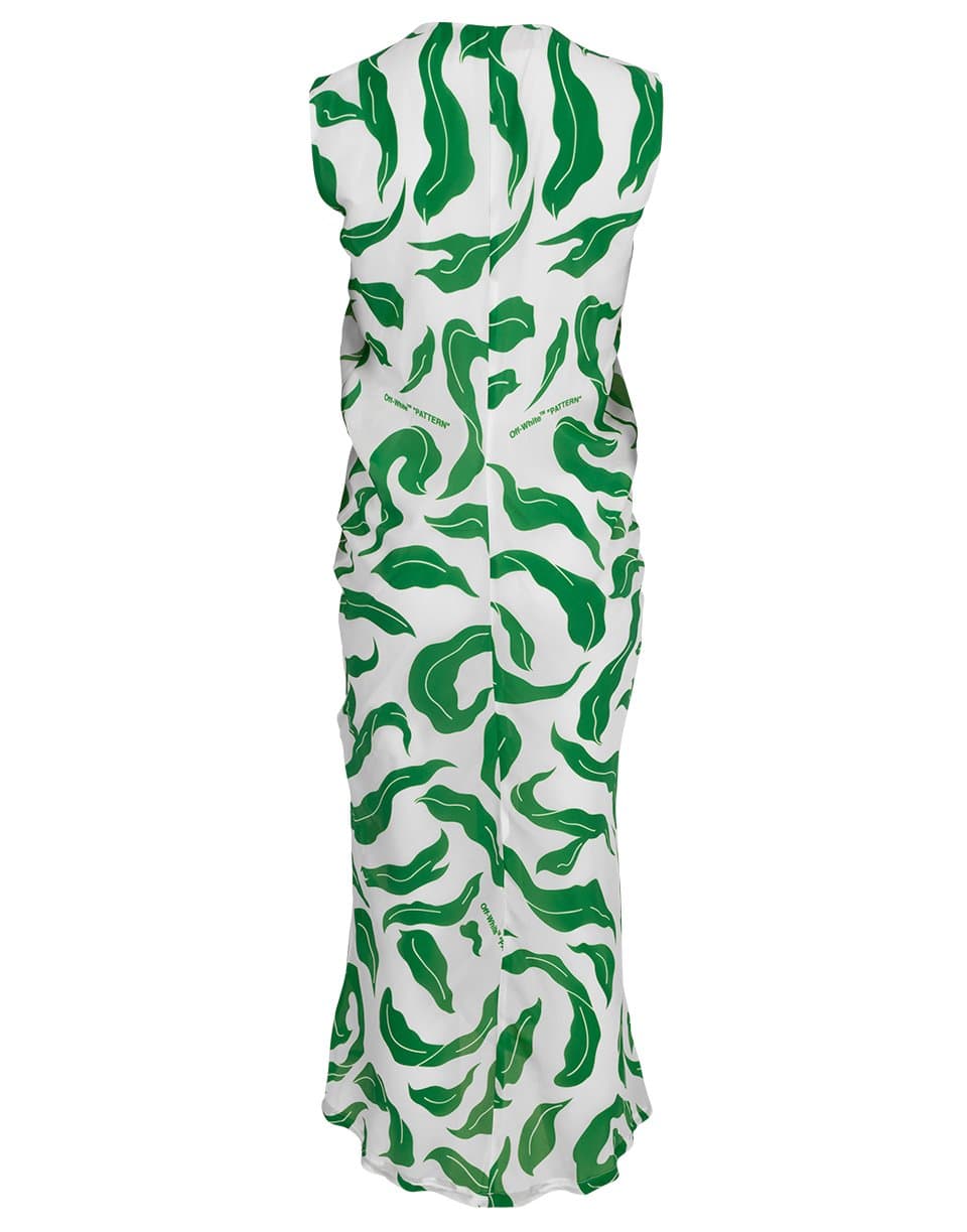 OFF-WHITE-Leaves Illusion Draping Dress-