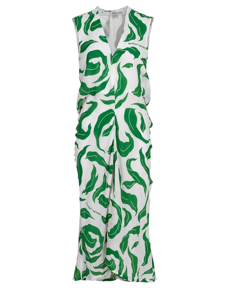 OFF-WHITE-Leaves Illusion Draping Dress-