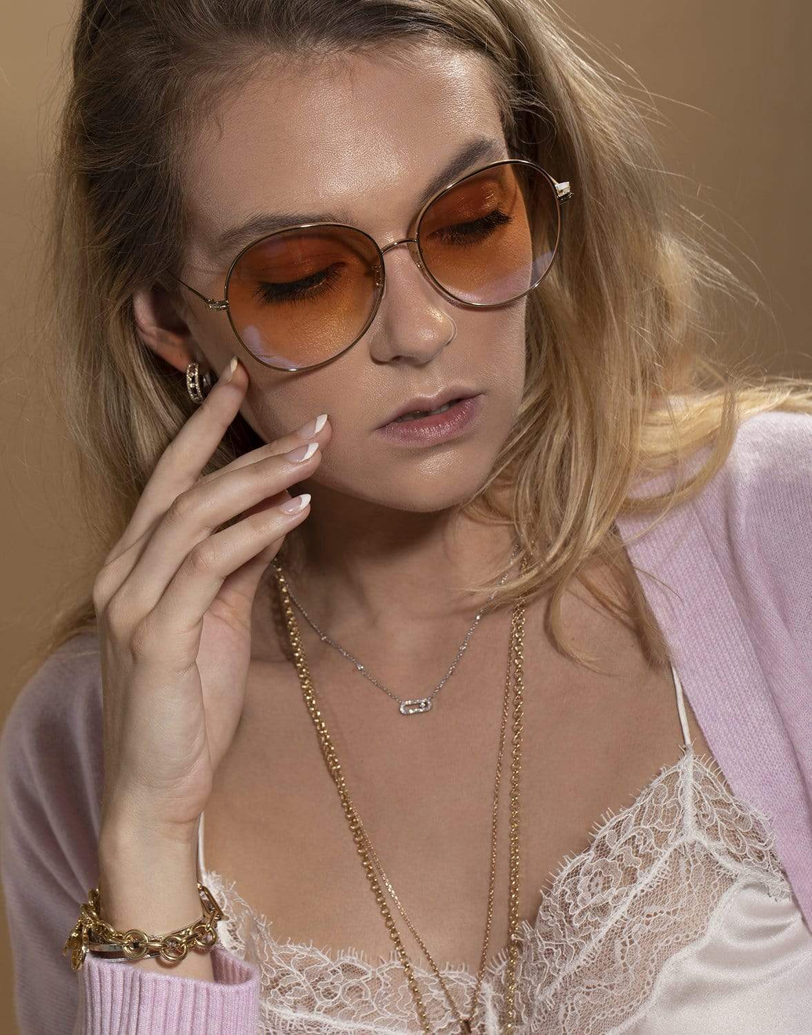 OLIVER PEOPLES-Coral Gradient Soft Gold Ysela Sunglasses-GOLD