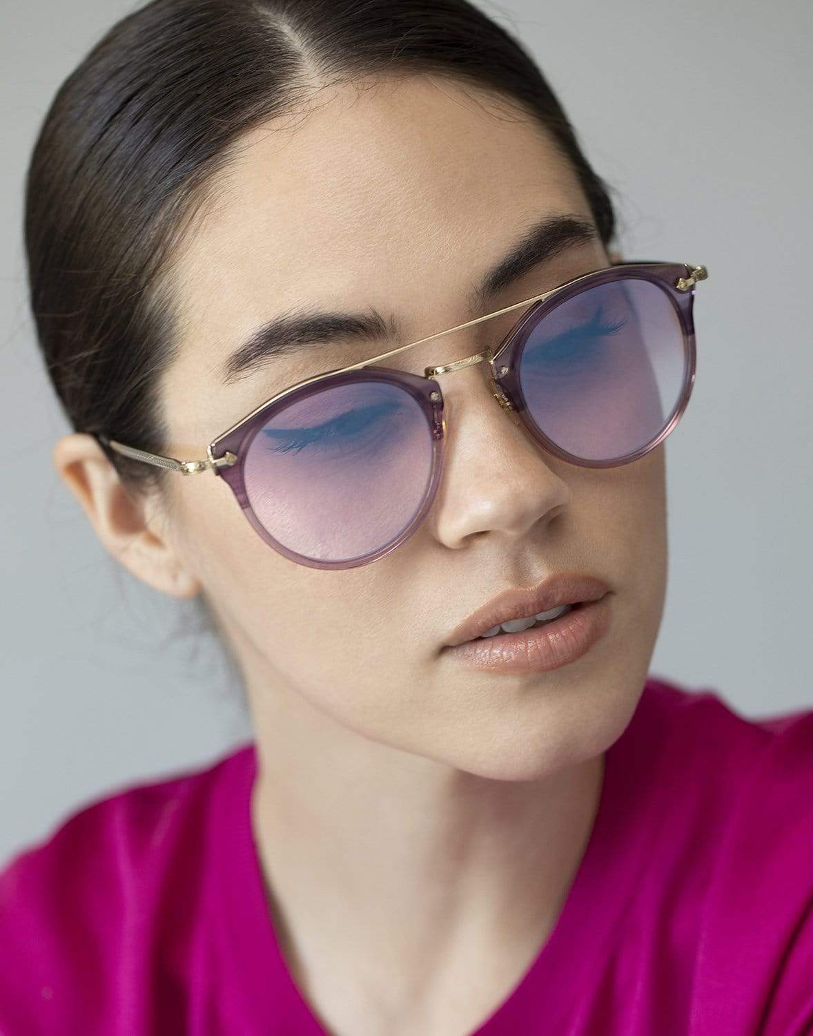 OLIVER PEOPLES-Remick Jacaranda Gradient Pink Sunglasses-PINK/GLD