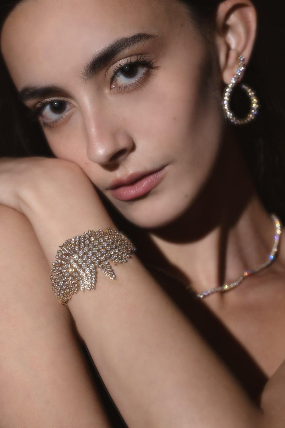 ONDYN-Grand Fringe Cuff Bracelet-YELLOW GOLD