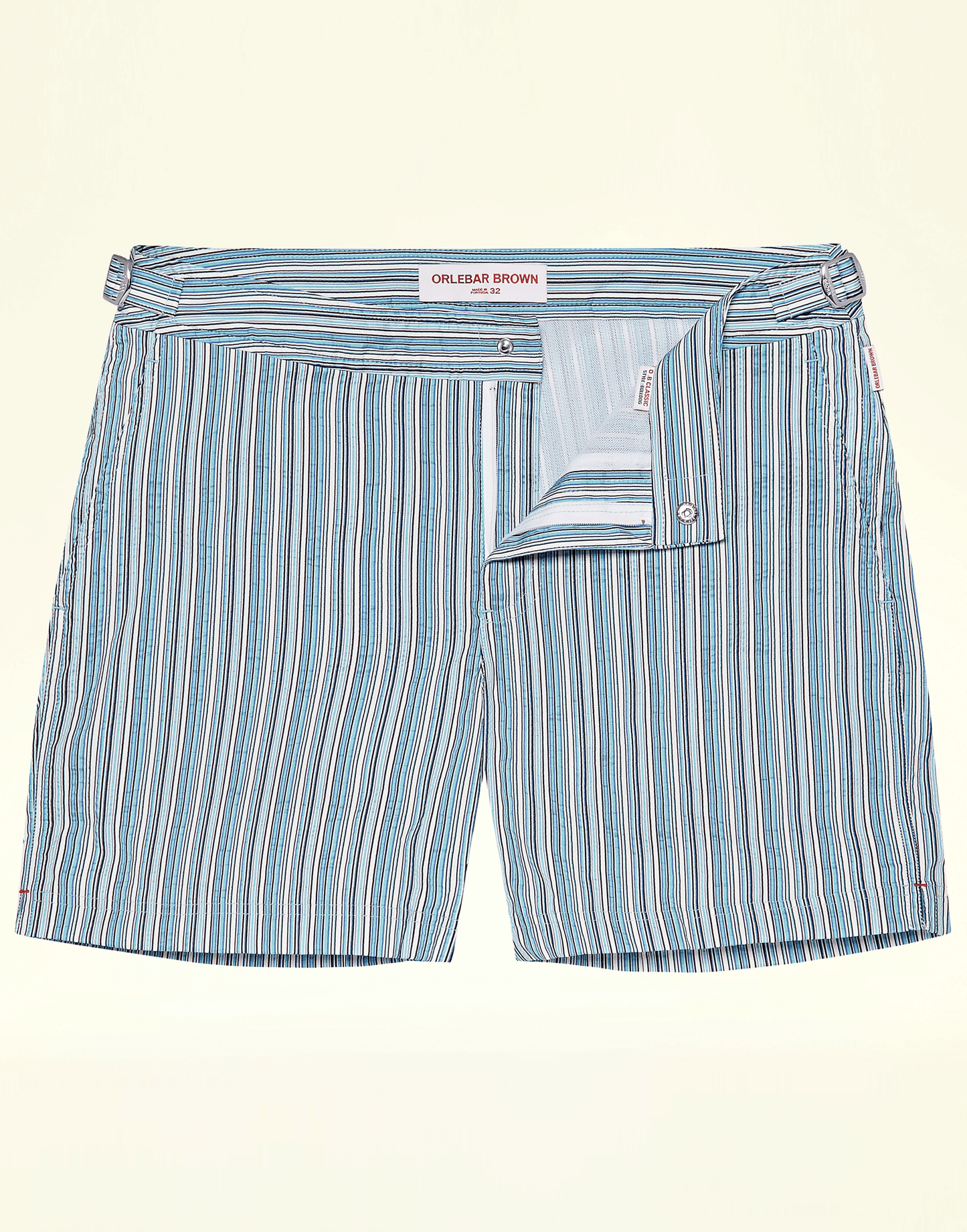 ORLEBAR BROWN-Navy Striped Mid-Length Bulldog Montauk Swim Shorts-