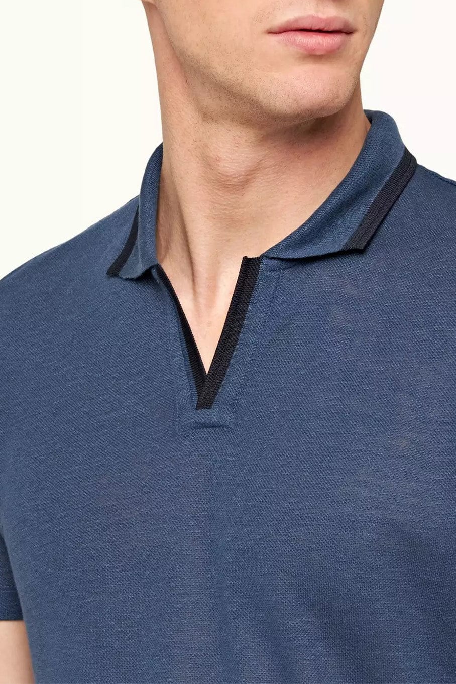 ORLEBAR BROWN-Men’s Felix Linen Polo - Blue-