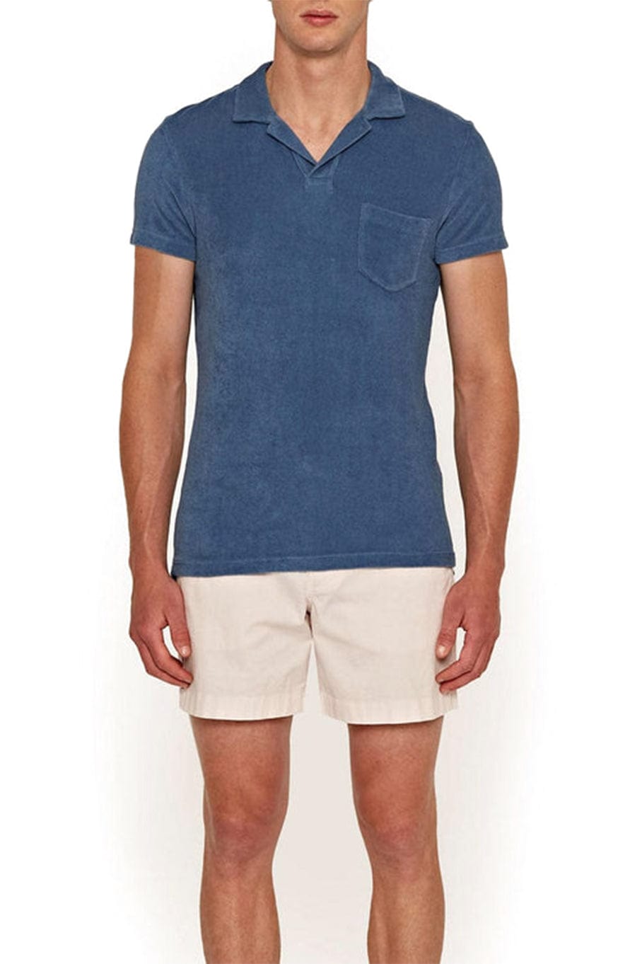 ORLEBAR BROWN-Terry Towelling Polo - Blue Smoke-