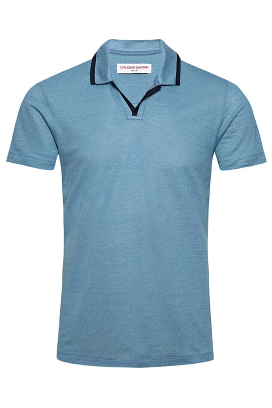 ORLEBAR BROWN-Capri Blue Resort Collar Felix Linen Polo Shirt-