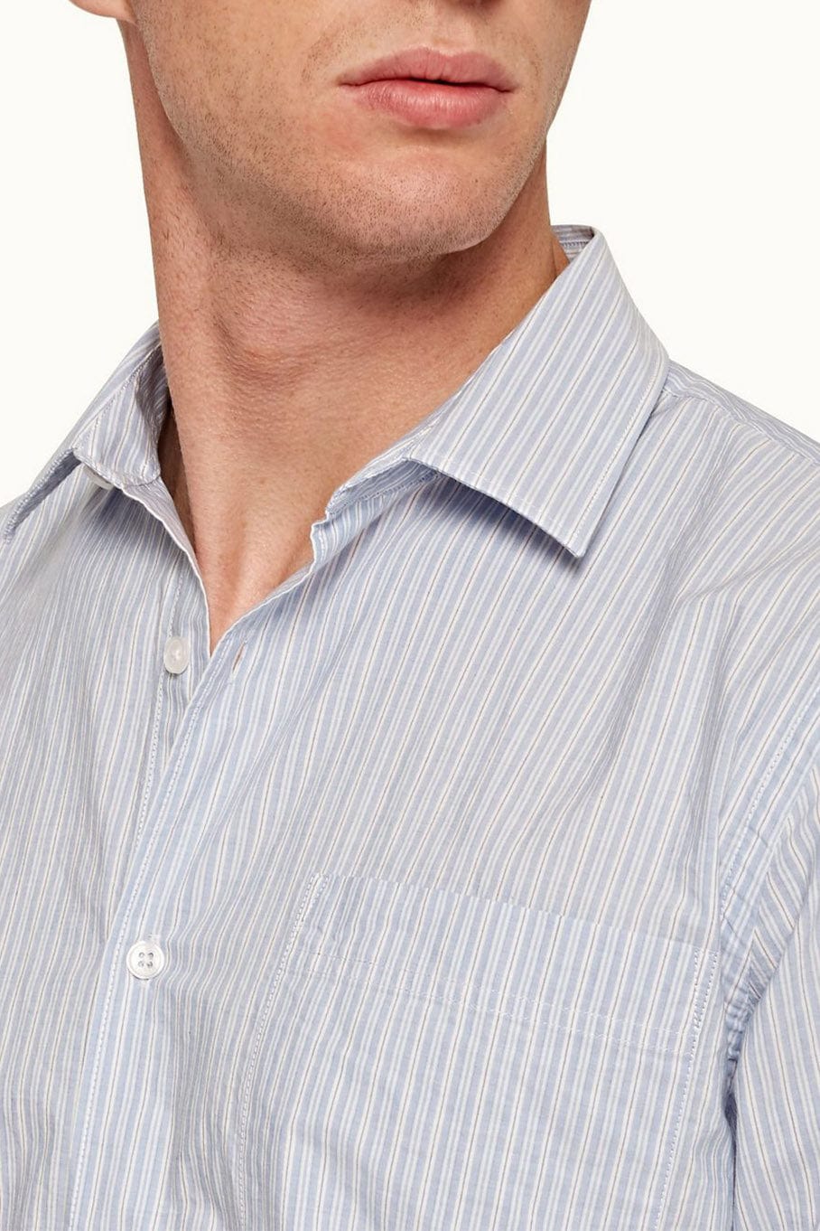 ORLEBAR BROWN-Giles Linen Stripe Button Up Shirt-
